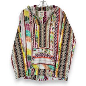 Beach By Exist Baja Hoodie Pullover Striped Boho Surf Hippie Medium